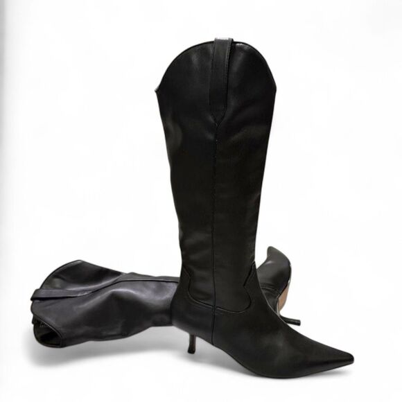 STEVEN By Steve Madden Britt Black kitten heel Knee Boots, NWOT! Size 11 - Picture 6 of 9